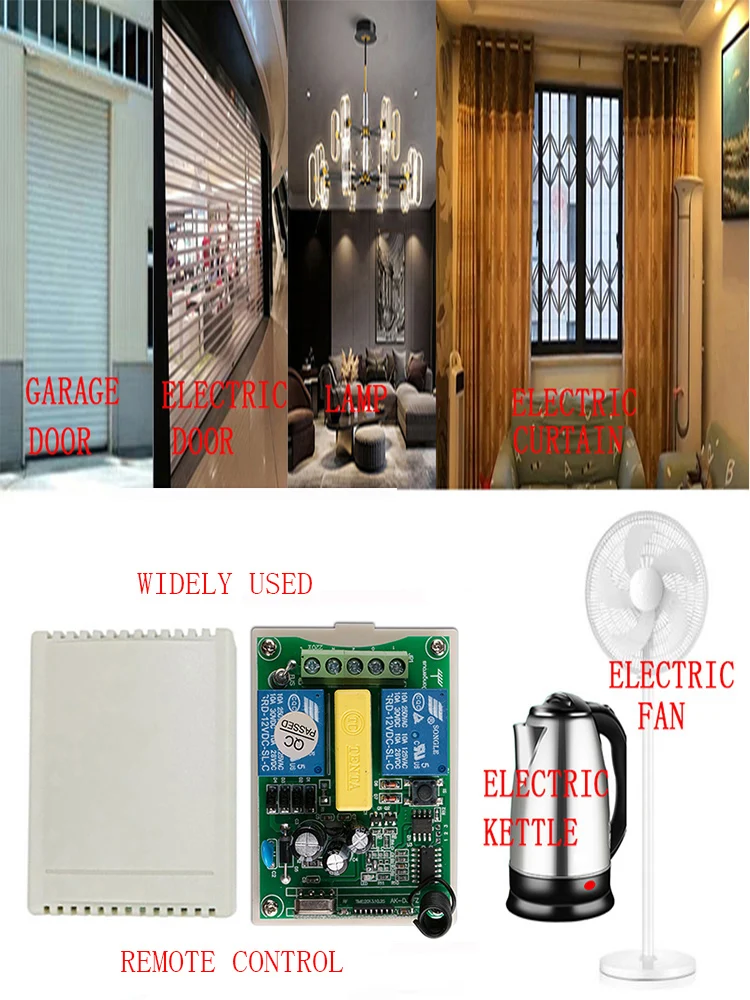AC 220 V 2 CH 2CH RF Wireless Remote Control switch Receiver+Transmitter tubular motor garage door projection screen shutters