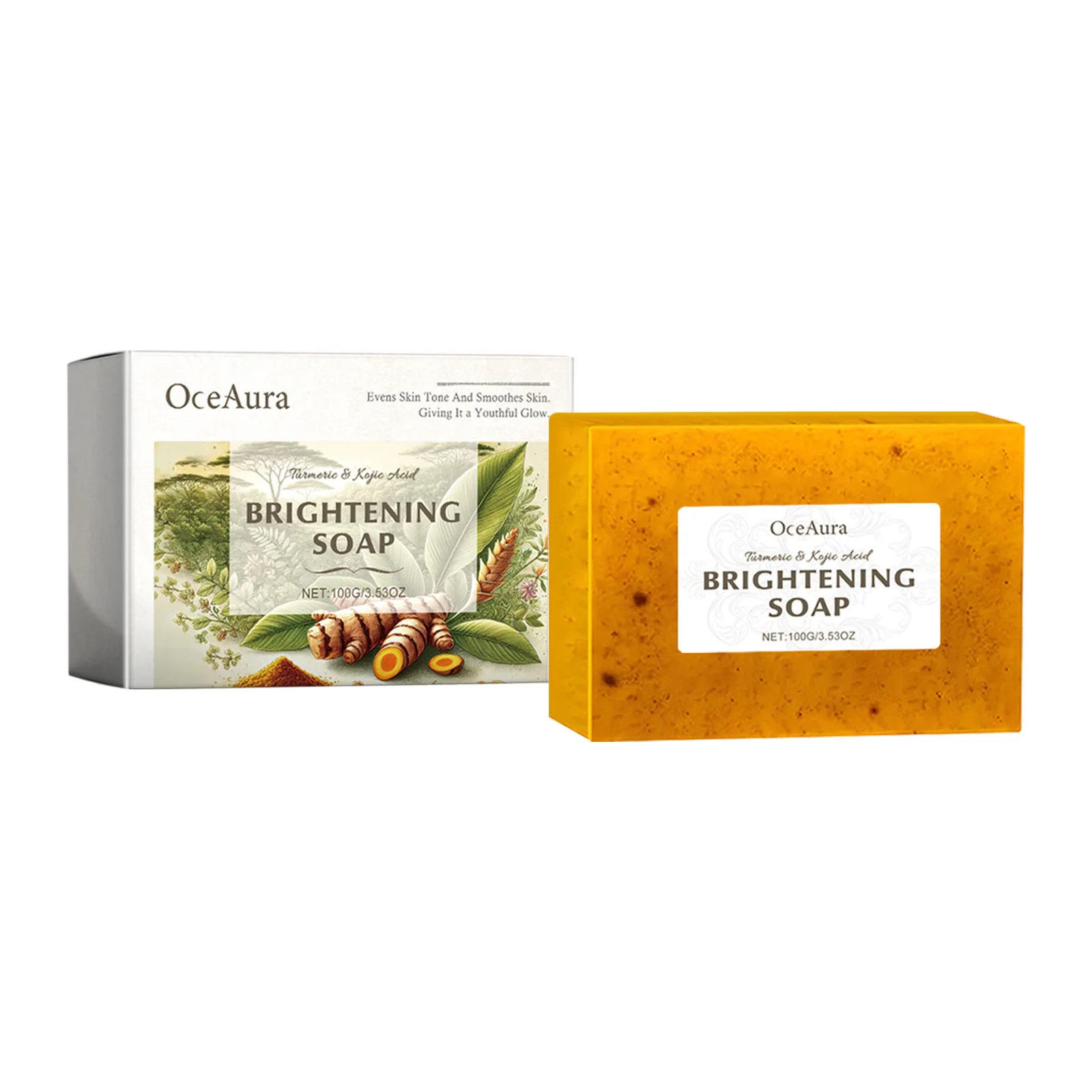 Turmeric Soap For Body Cleansing Lighten Dark Skin Moisturize Smooth Brightening Face Kojic Acid Soap Gentle Exfoliate Bath Soap