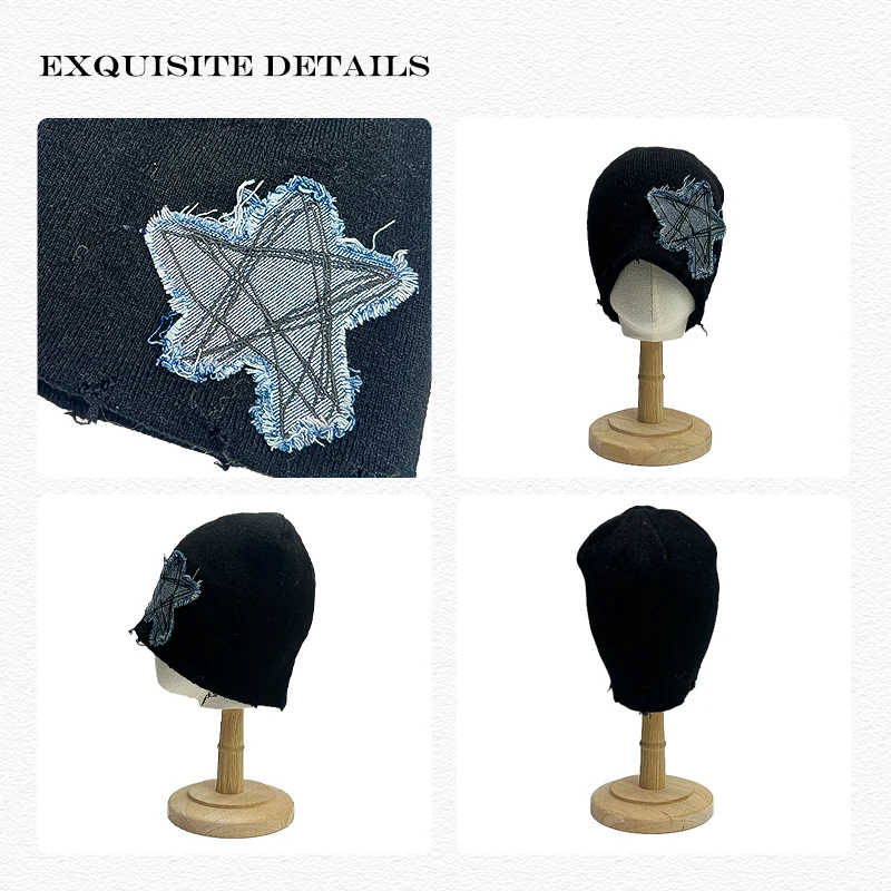 شخصية دافئة ريترو موضة بيني الشارع تنوعا ins عادية جديدة الرجال النساء الكورية بسيطة التصحيح الخماسية نجمة قبعات منسوجة #6