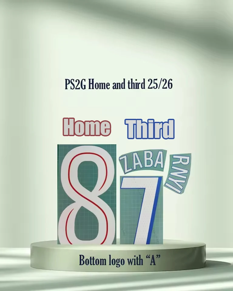 

25/26 aPSGb Cup Name and number Home and third CL.6ZABARNYI Soccer Name sets 2HAKIMI top AAAA quality iron on nameset 2025