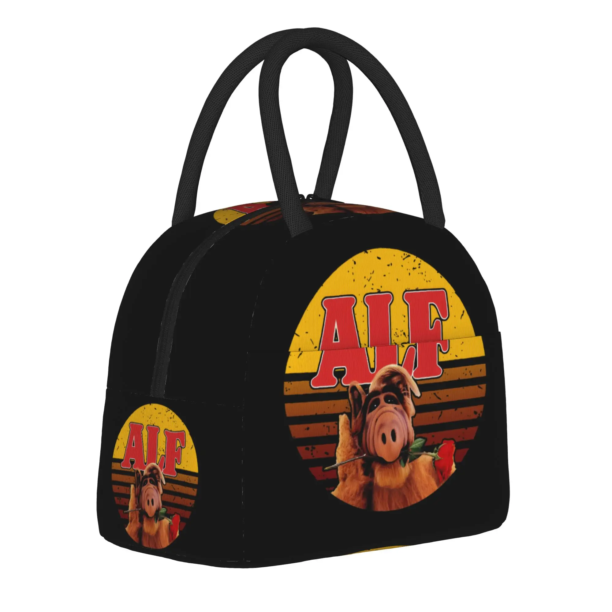 ALF Alien Life Form Lunch Bag para meninas, lancheira de designer, bolsa térmica escolar retrô, bolsa térmica portátil com zíper, bolsa térmica oxford
