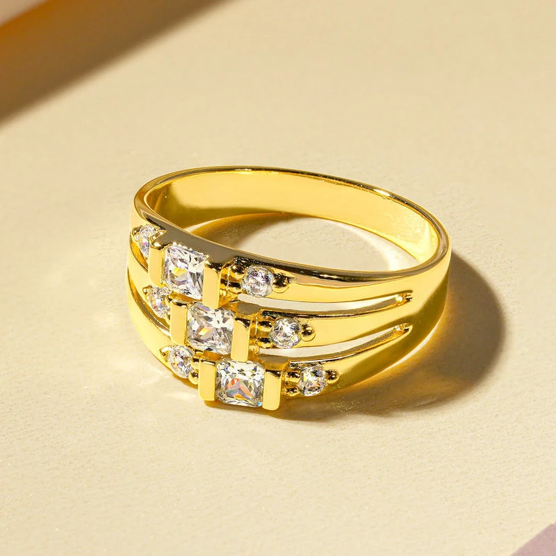 Men's Vintage CZ Simulated Diamond Multiple Rows Ring