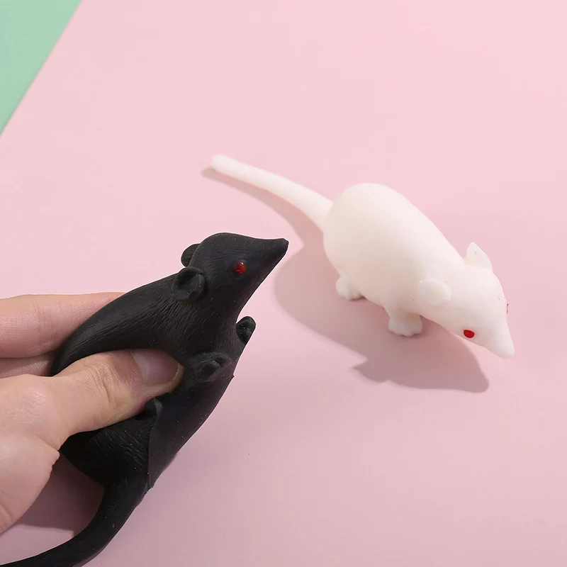 Modelo de ratón de simulación, juguetes creativos de descompresión con ventilación para apretar, accesorios de broma de compulsión de Halloween para niños, regalo de cumpleaños