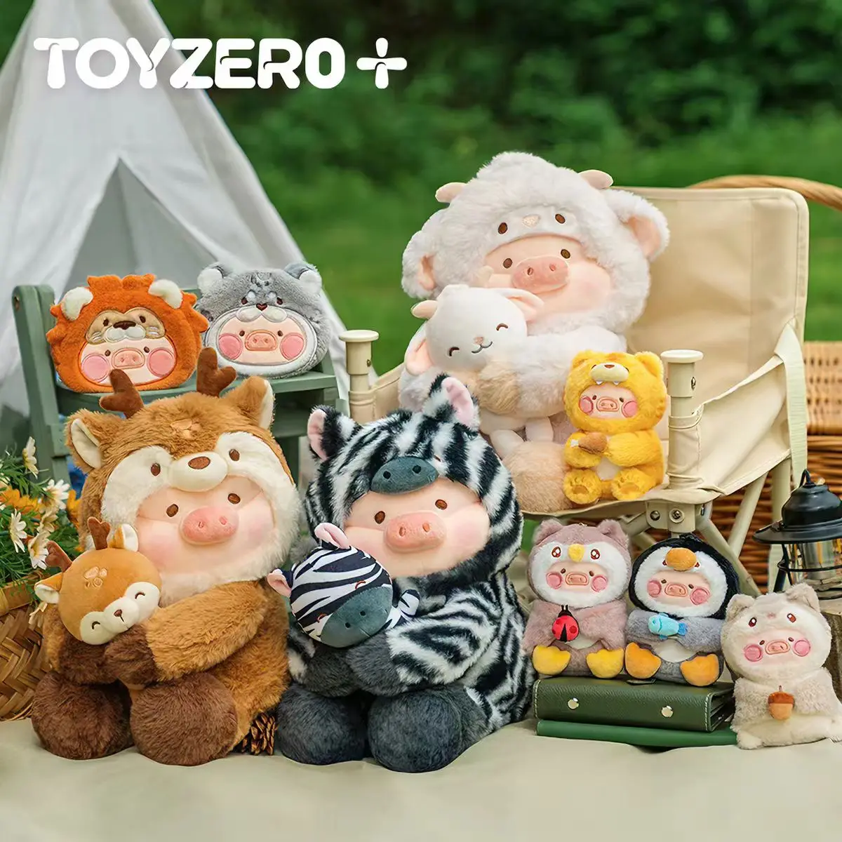 52TOYS LuLu the Piggy Animal Party Vol. 2 - Huggy & Big Hug Plush Keychain Cute Charm Keychain for Girls Women Kawaii