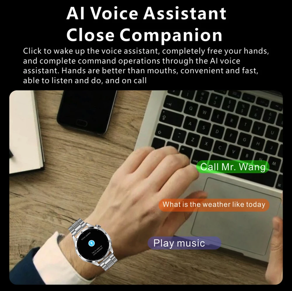 بلوتوث دعوة الساعات الذكية الرجال 1.62 ''HD شاشة البوصلة Smartwatch 400mHa NFC الرياضة اللياقة البدنية مقاوم للماء الصحة النوم AI صوت