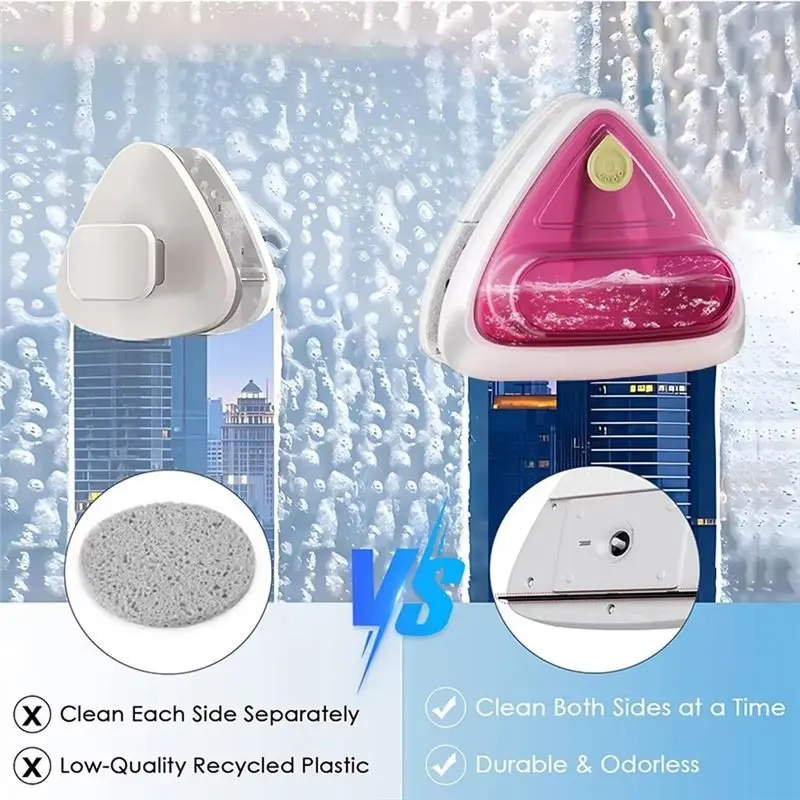 ABYN-Household Window Cleaning Tool-Double-Sided Magnetic Glass Cleaner 1Set-A Window Wiper Replacement For 15-26Mm