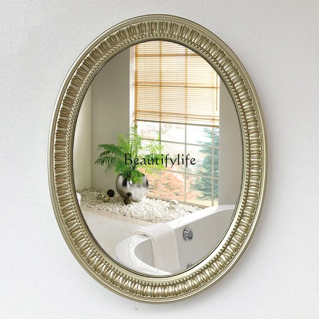 

ls 18Simple oval bathroom mirror European photo frame wall-mounted bathroom mirror