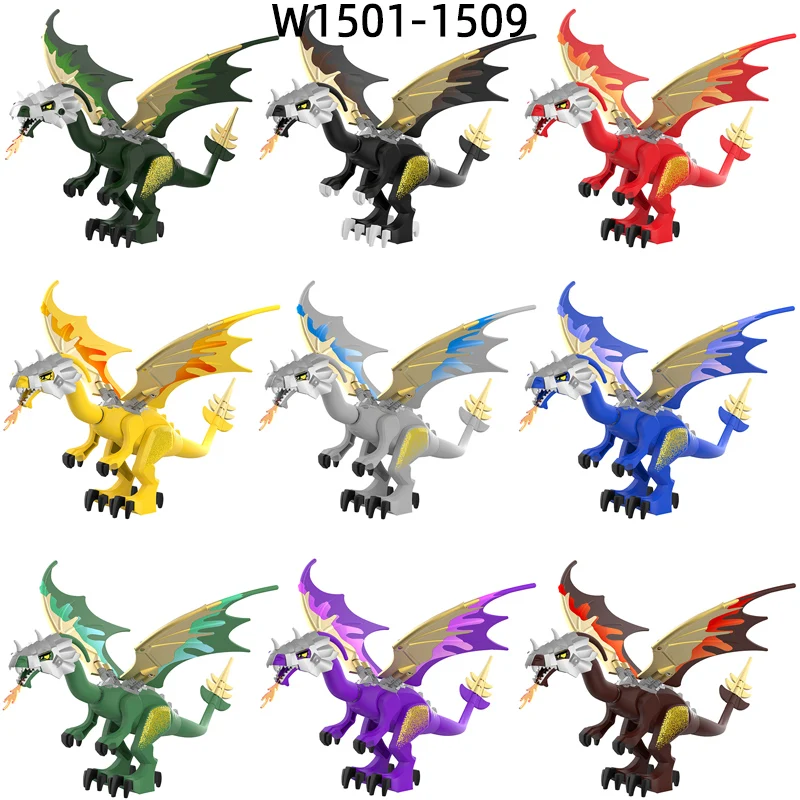 

The W1501-W1509 Green Black Red Yellow Gray Blue Purple Brown Armored Dragon Action Figures Model Blocks MOC Bricks Set Toys