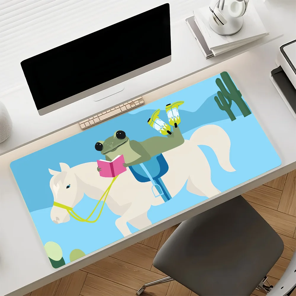 C-Cowgirlcass Fashion Art Frog Mouse Pad Large Non-Slip Waterproof Mat Stitched Edge Keyboard Pad for Gaming Daily Office