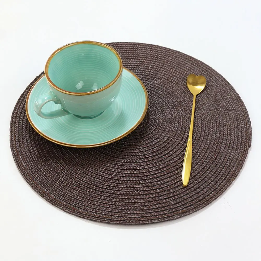 Round Braided Placemats For Xianbei PP Material Heat Resistant Table Mat Nordic Style Non Slip Bowl Coaster Kitchen Dining