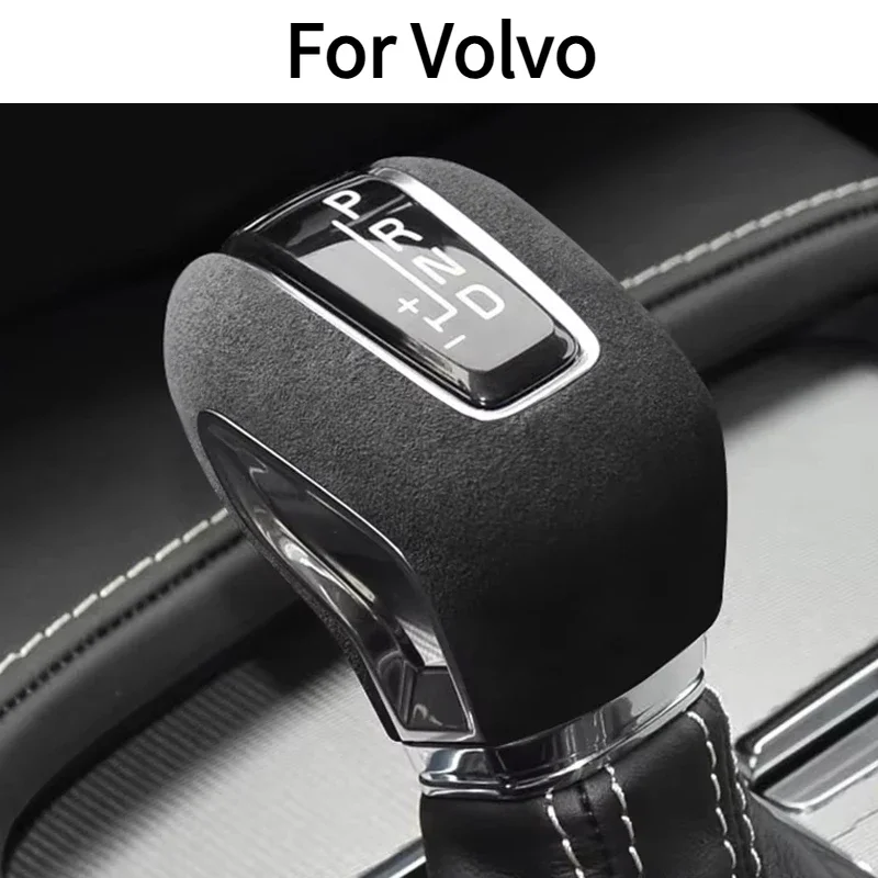 Suede Wrap Car Gear Head Shift Knob Cover Trim Sticker For Volvo XC60 XC90 S90 V60 V90 S60 2015-IN Interior Tunning Accessories