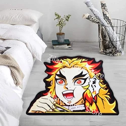 Customization Irregular Anime Rugs Rengoku Kyoujurou Demon Slayer Cartoon Handmade Carpet Area Rug for Home Decor