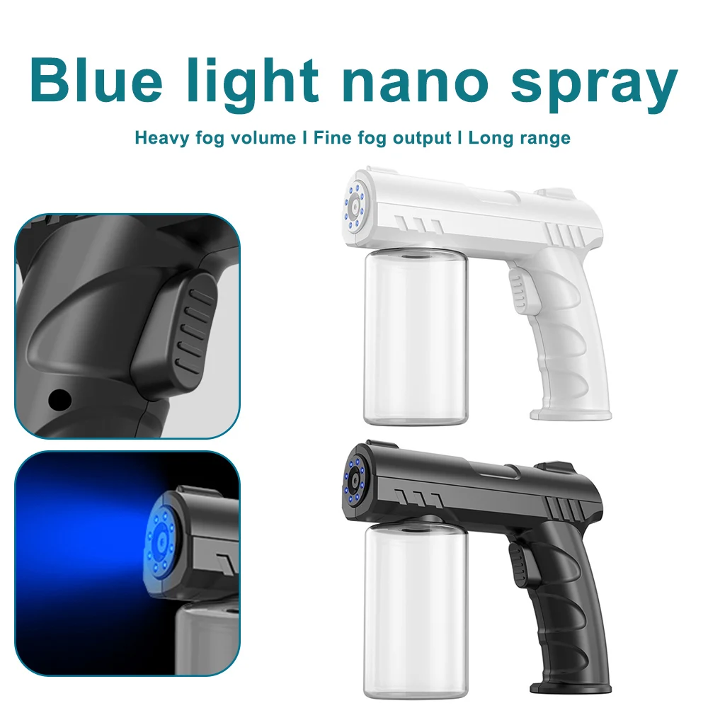 USB Rechargeable Nano Spray Atomizer 8 Blue Light Sterilization 280ml 1500mAh Portable Mist Sprayer Adjustable Flow Low Temp Fogger for Home Salon Garden Odor Removal