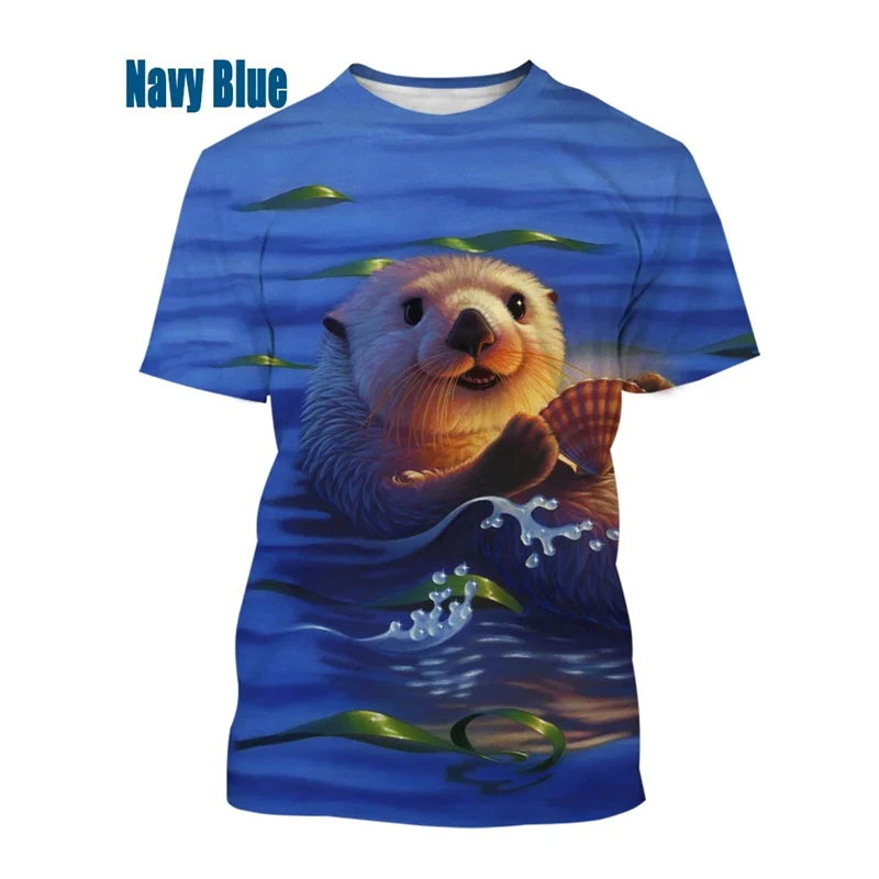 2024 Unisex Summer T-shirt Popular 3d Animal Print Otter Casual Cute Short Sleeve Breathable Loose 4xl T Shirt Men Tops Tees