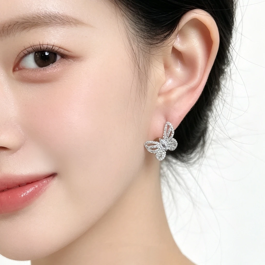 Micro Pave Cubic Zirconia Marquise Crystal Open Wing Butterfly Earrings Elegant Wedding Party Jewelry Gift For Women