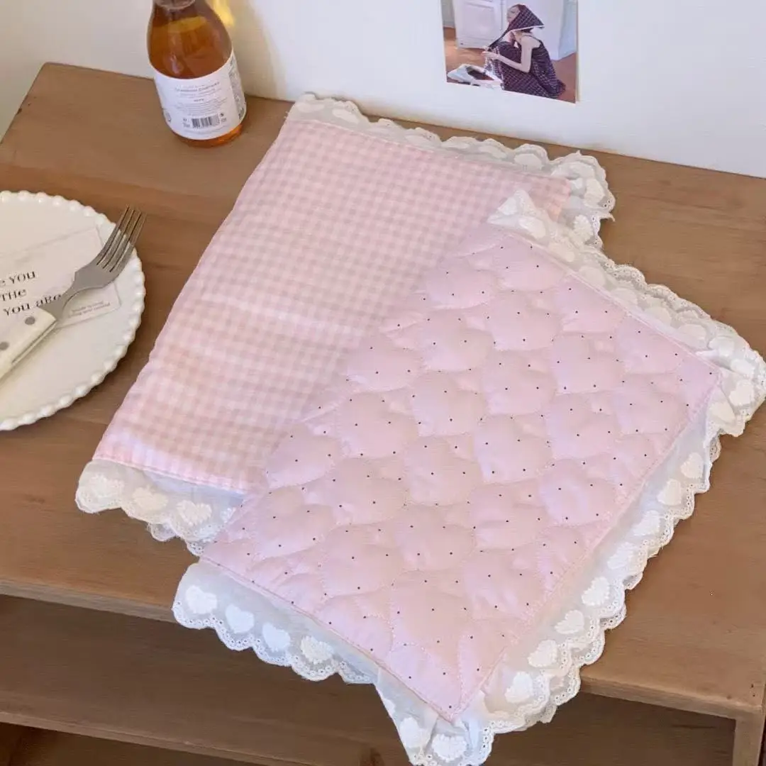 Ins-Stil Koreanische Tischsets aus reiner Baumwolle, isolierte Tischdecke, Requisiten für Fotoshootings, dekorative Untersetzer, französische Tischdecke mit Spitze, süßes Geschenk – Detail 7