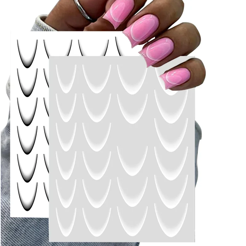 DIY بها بنفسك الديكور الاستنسل مانيكير التدرج الخط الفرنسي مانيكير مسمار الفن ملصقات ذاتية اللصق الشارات تصميم مسمار نصائح أدلة #5