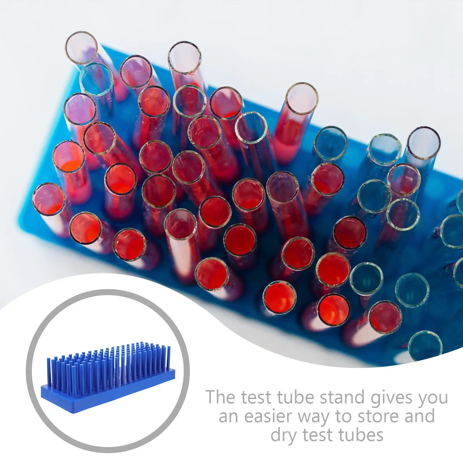 Test Tube Rack Holder Lab Test Tube Drying Drain stand Glass Plate Vertical Stand Lab Peg Rack Science experiment Chemistry Tray