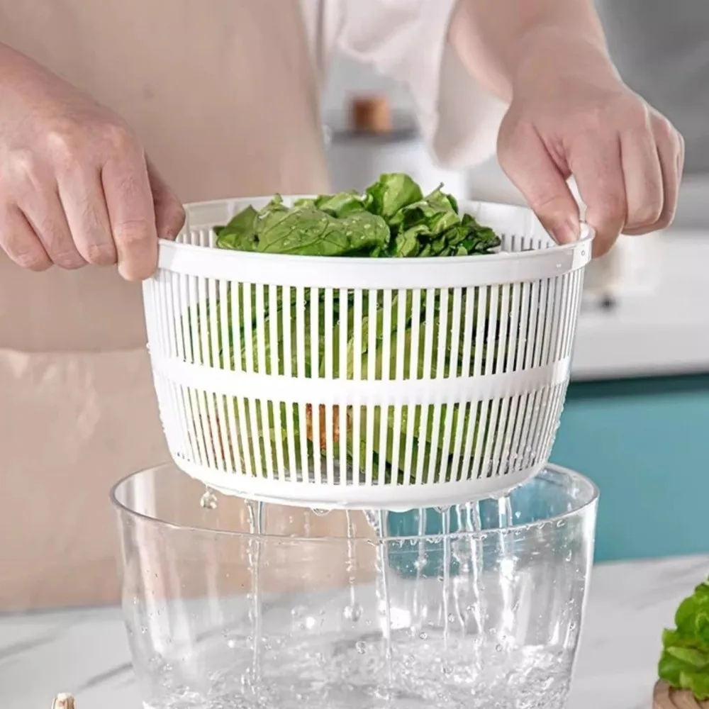 

3 L Capacity Vegetable Salad Spinner Press-type Quick Spin Lettuce Leaf Dehydrator Household Vegetable Washer