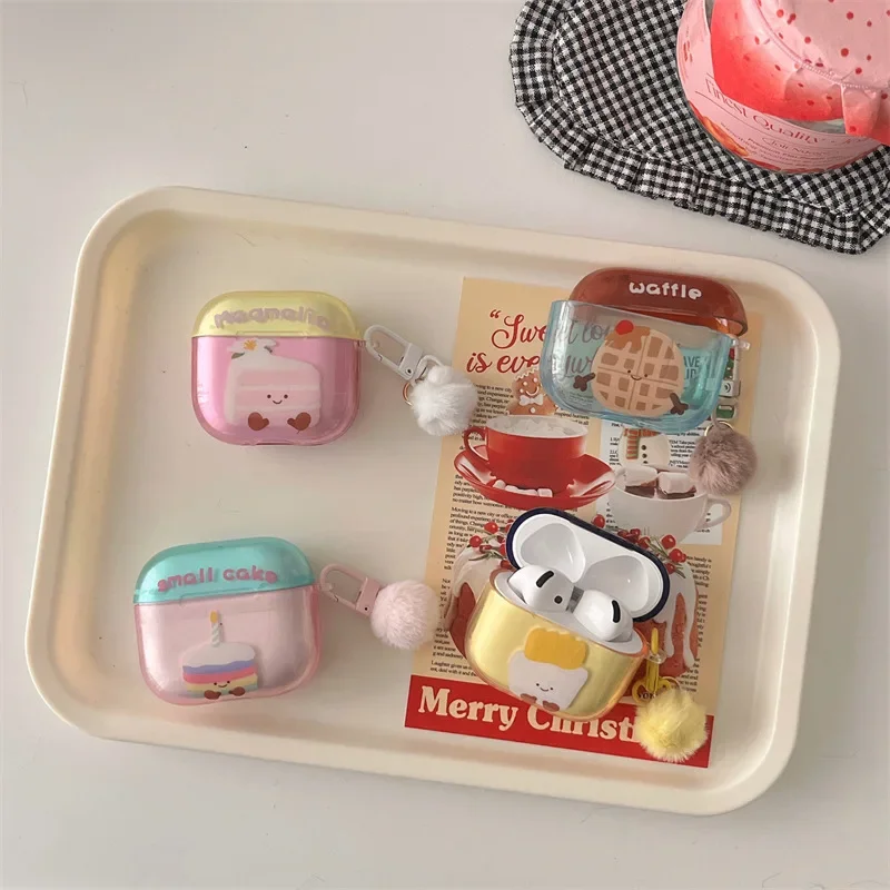 

Cartoon Cake Cookie Case for AirPods 4 Airpod 1 2 3 Pro Pro2 Bluetooth Earbuds Charging Box Protective Earphone Case Cover