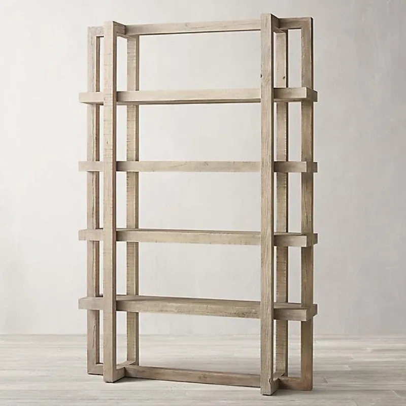 Modern minimalist solid wood retro bookshelf Italian minimalist shelf American rural retro bookshelf
