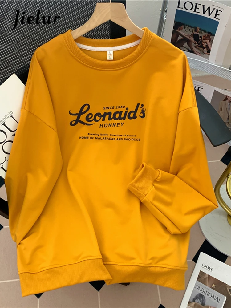 

Jielur Autumn New Loose and Simple Hoodies Woman Korean Casual Solid Color Slim Hoodies Gray White Pink Basic Street Knit Top