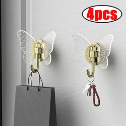 Acrylic Butterfly Transparent Hook Clothes Hanger For Bathroom Wall Hanging Rack Organization Storage Door Hooks Kitchen Gadget