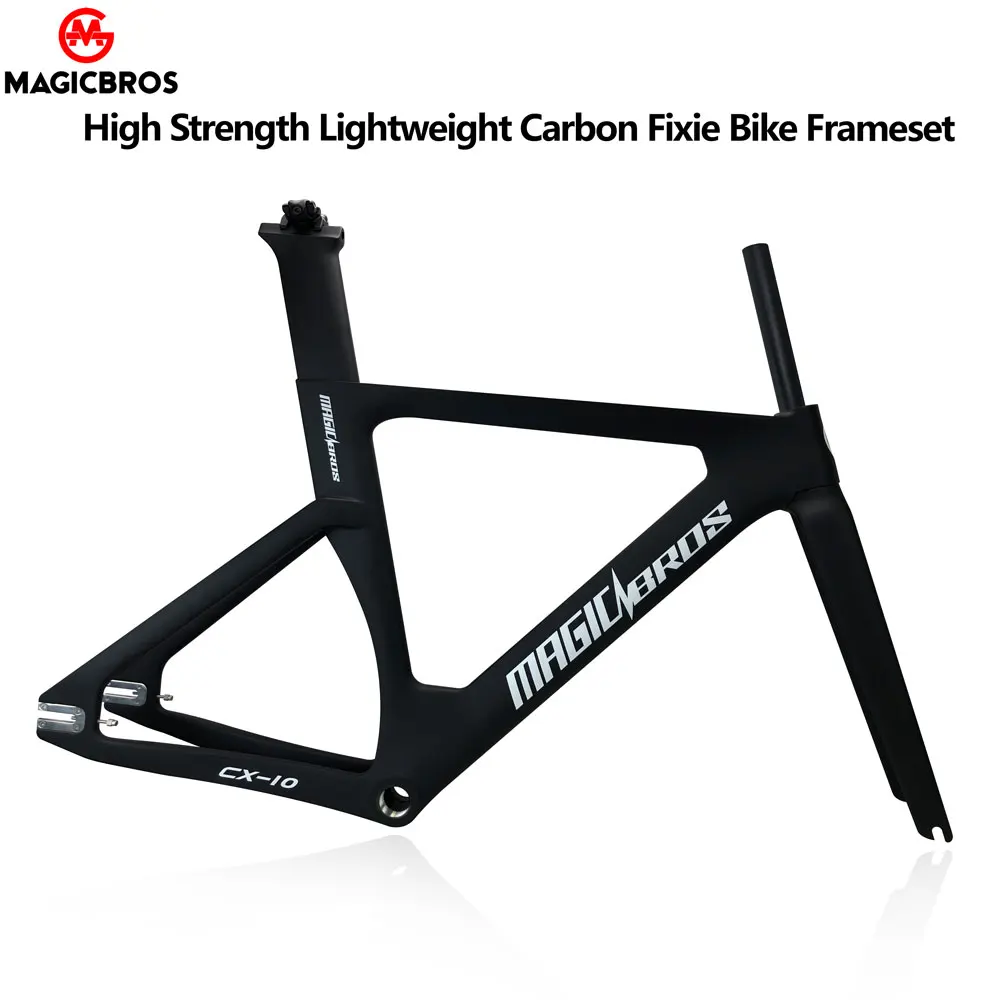 MAGICBROS Carbon Fiber Fixie Bike Frame Carbon Fiber T800 49CM/51CM/54CM/57CM Fixed Gear Bicycle Frameset