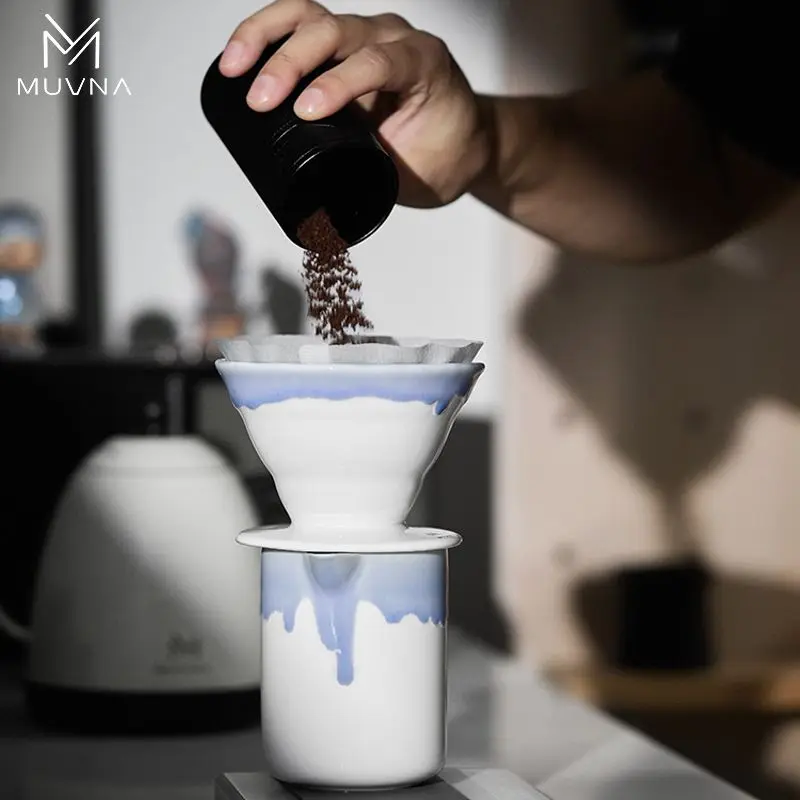 

Набор для заваривания кофе методом пуровер MUVNA Many Manny Porcelain V60 с кувшином-диспенсером для домашнего бариста