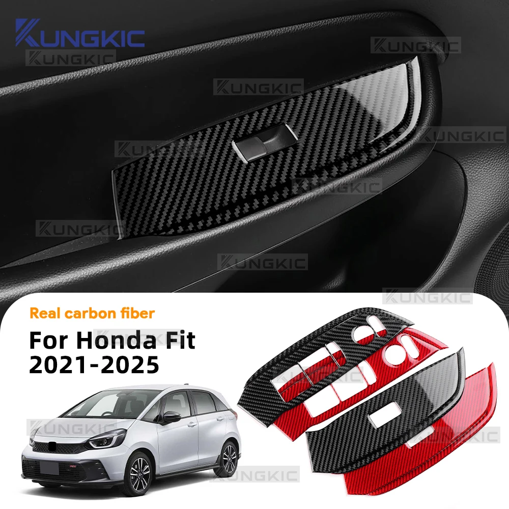 

Настоящее мягкое углеродное волокно для Honda Fit 2021 2022 2023 2024 2025 RHD, подъемная рамка для передней двери автомобиля, аксессуары для внутренней отделки