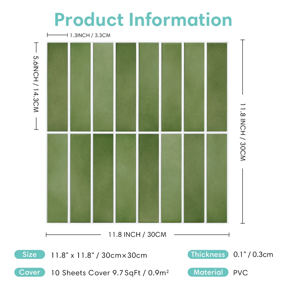 Commomy 10 ชิ้น 3D Scale Peel และ Stick Backsplash กระเบื้อง, ห้องครัวกาวสติกเกอร์, ตกแต่งผนัง, ตกแต่งห้อง, Modern Wall แผง