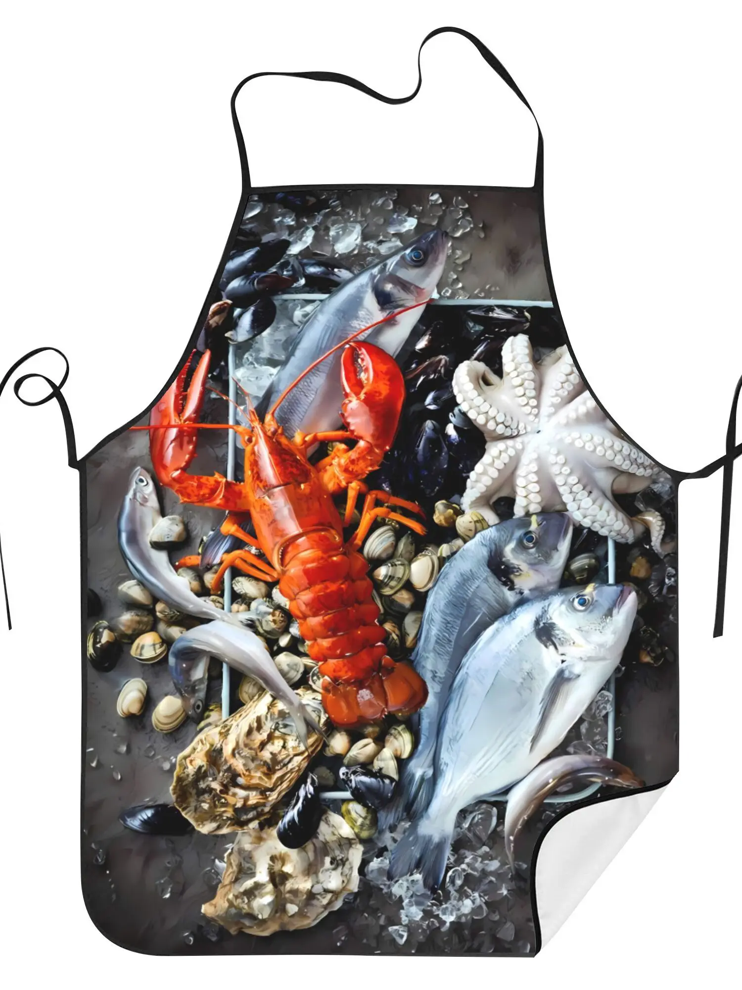 

Креативный фартук с художественным принтом морских деликатесов для мужчин и женщин, кухонный фартук в морском стиле для приготовления пищи