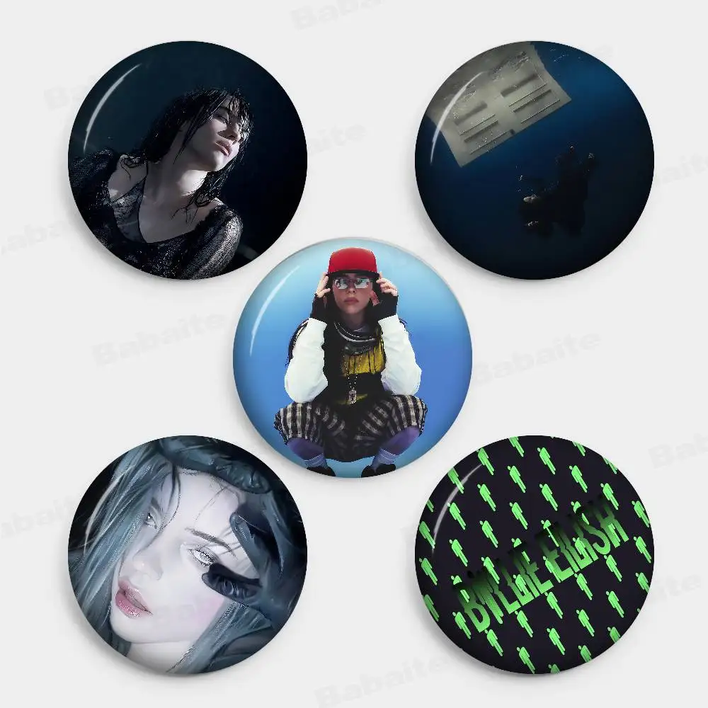 B-Billie E-Eilish 58mm Cute Series Pins Funny Badge Interesting Cartoon Animals Brooches Backpack Clothes Gift Accessory