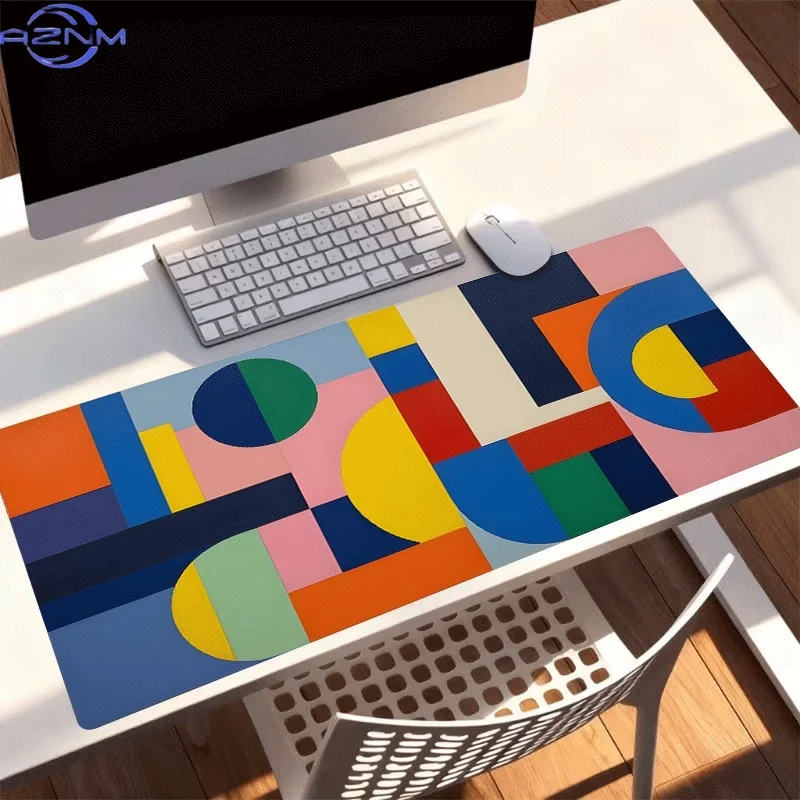 1pc Extra-large, Non-slip, Durable Desk Mat, Mouse Pad, Featuring Abstract Color Block Art, Rubber Base, for Office, Computer De