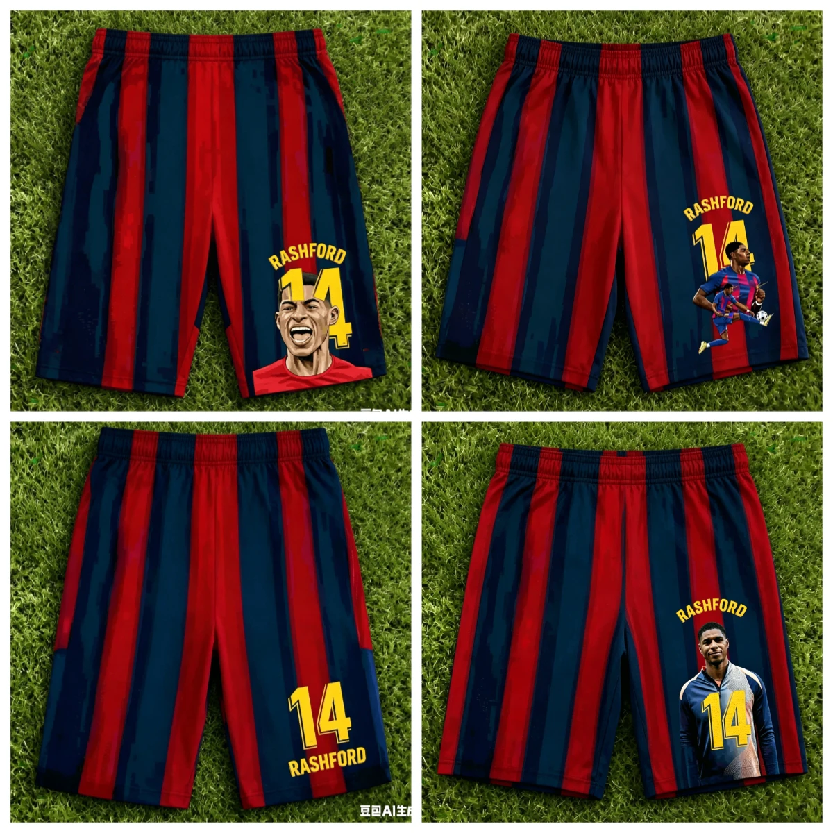 Rashford No. 14 Legendary Commemorative Shorts! Essential Sports Casual Battle Pants for Adult and Child Fans