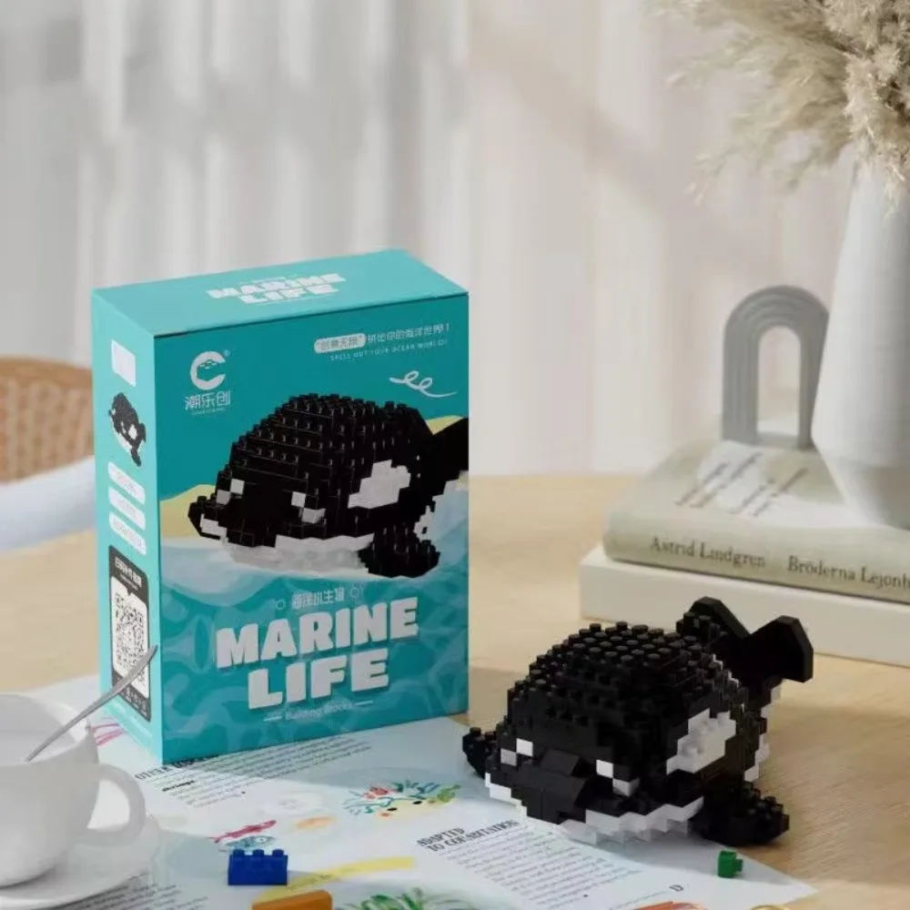 10 estilos Mini organismo marino Micro bloques de construcción tortuga marina ballena asesina Beluga morsa Mini figura de ladrillo juguetes regalos con caja