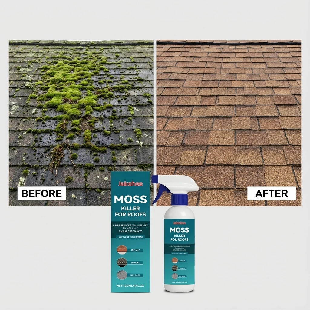 Jakehoe Roof Moss Remover Roof Cleaner For House Exterior Maintenance Keep Tidy Fit Asphalt Metal Tile Roof Materials 120ml