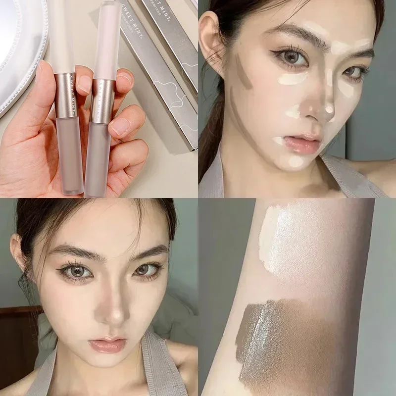 Matte Liquid Contouring Stick Bronzer Highlighter Grey Brown Nose Shadow Cream Double-end Brighten Face Contour Makeup Cosmetics