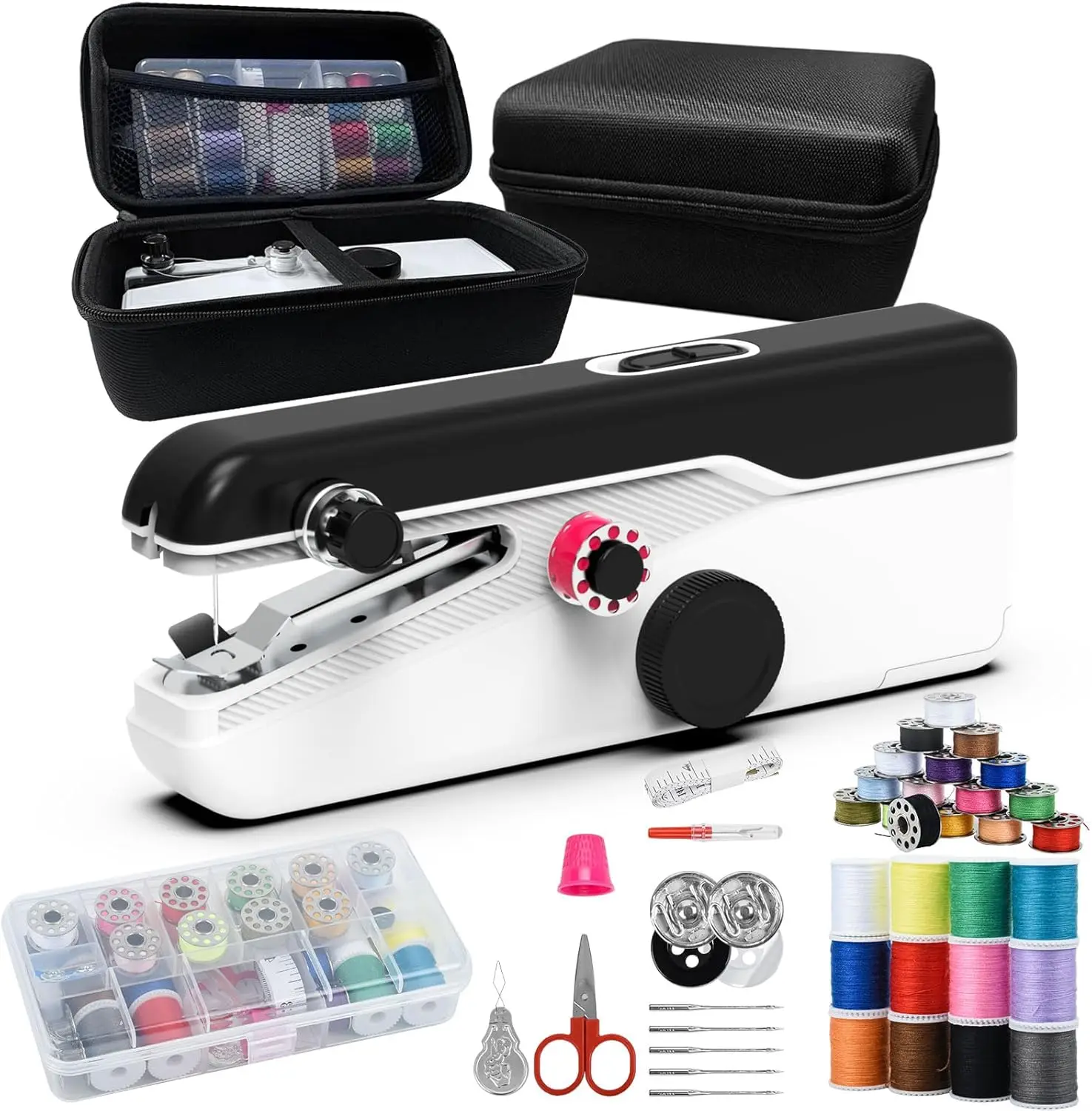 

Portable Mini Sewing Machine, 2-Speed with Storage Case, Dual Power Mode for Beginners, Home and Travel Mending