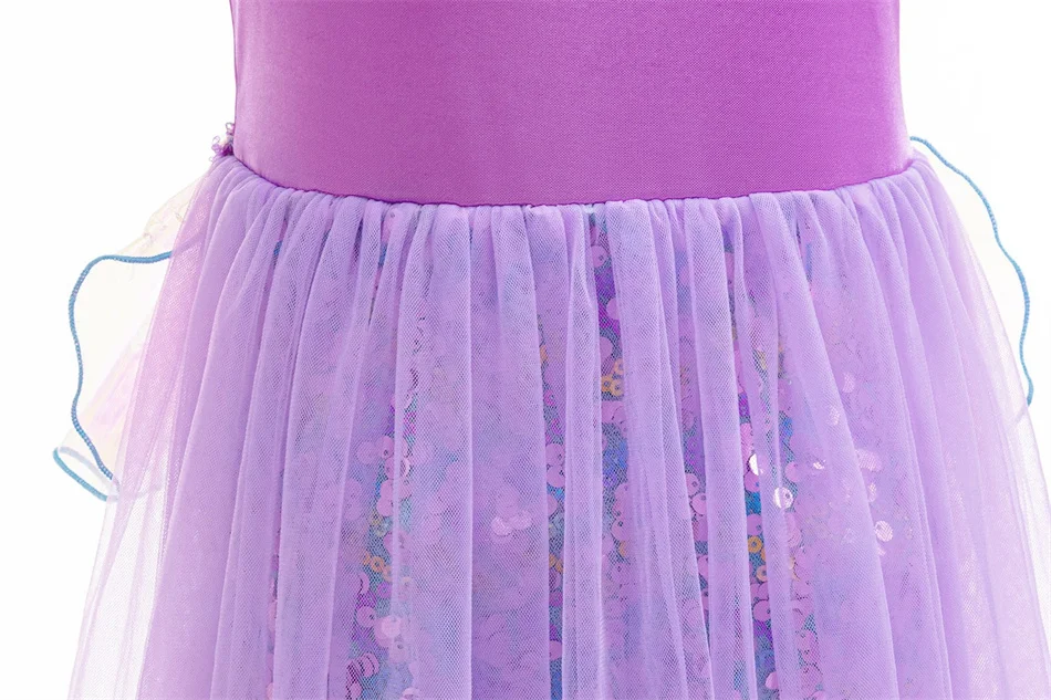 Meerjungfrauen-Paillettenkleid aus Netzstoff, Prinzessinnenkleid, Ariel-Kostüm für Kinder, Halloween- und Geburtstagsparty-Kostüm, Fischschwanz-Kostüm für Mädchen – Detail 9