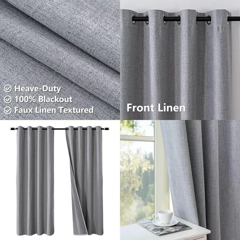 

Luxury Light Grey 52x108 Thermal Insulated Grommet Curtains for Living Room, 108 Inch Long Blackout Panels Set