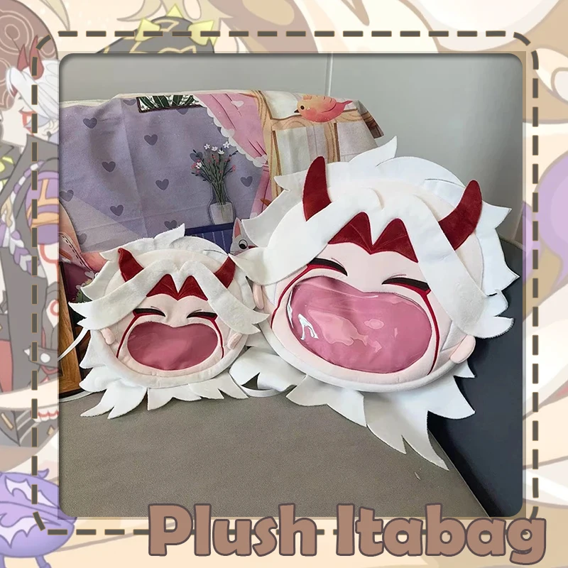 Game Genshin Impact Arataki Itto Cosplay Plush Bag Laugh Face Transparent Itabag Anime Backpack Lolita Shoulder Bag White Wallet