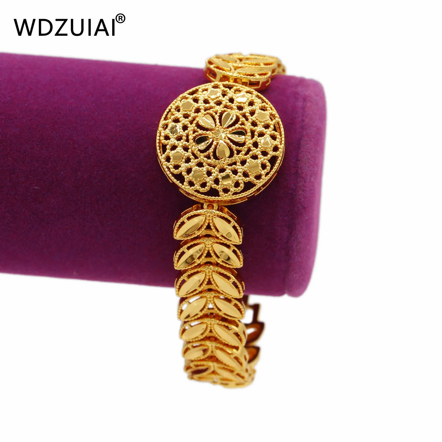 WDZUIAI Gold Color Chain&Link Bracelet For African Ethiopian BOHEMIA Women Girls Party Jewelry Queen Copper Bangle Wife/Mom Gift