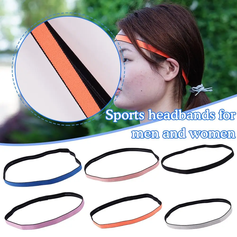 Sports Head Band Simple Unisex Hairband Non-Slip Silicone Strip Sweat Guide Elastic Yoga Running Fitness Hair Accessory