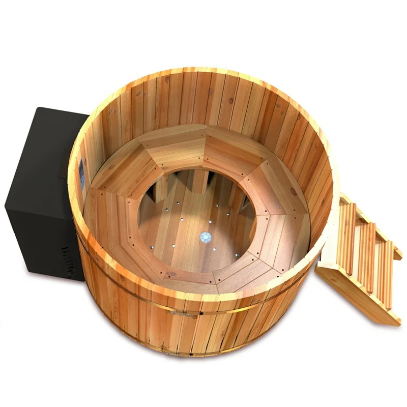 Outdoor Waterproof Cedar Wood Heater Bubble Massage Barrel Hot Tubs
