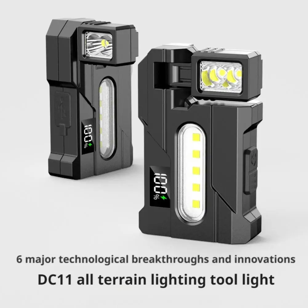 Senter Isi Ulang 1200 lumens Magnetik Multi-Sudut Berputar Senter Mini Portabel Senter Saku Portabel