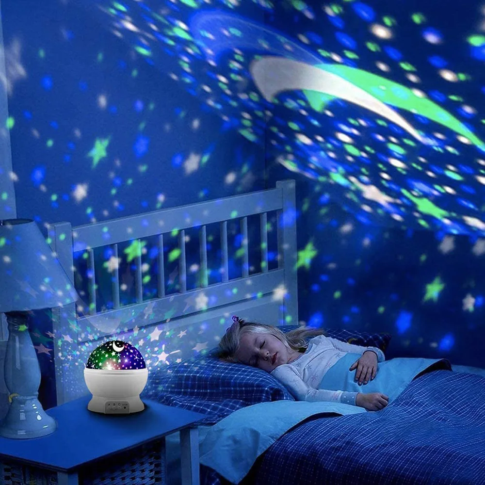 Night Lamp Projector Starry Sky Night Light Projector Kids Decor Lamp Rotating Starry Moon Star Galaxy Projector Table Light