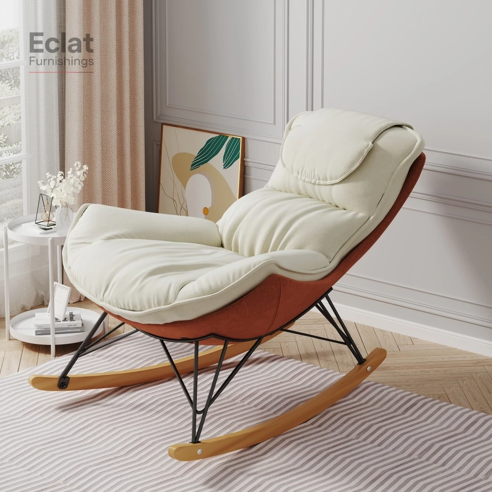 

Modern Glider Chair,Recliner Armchair with Wood Legs and Side Pocket,Nursery Rocking Accent Chair with High Back for Living Room