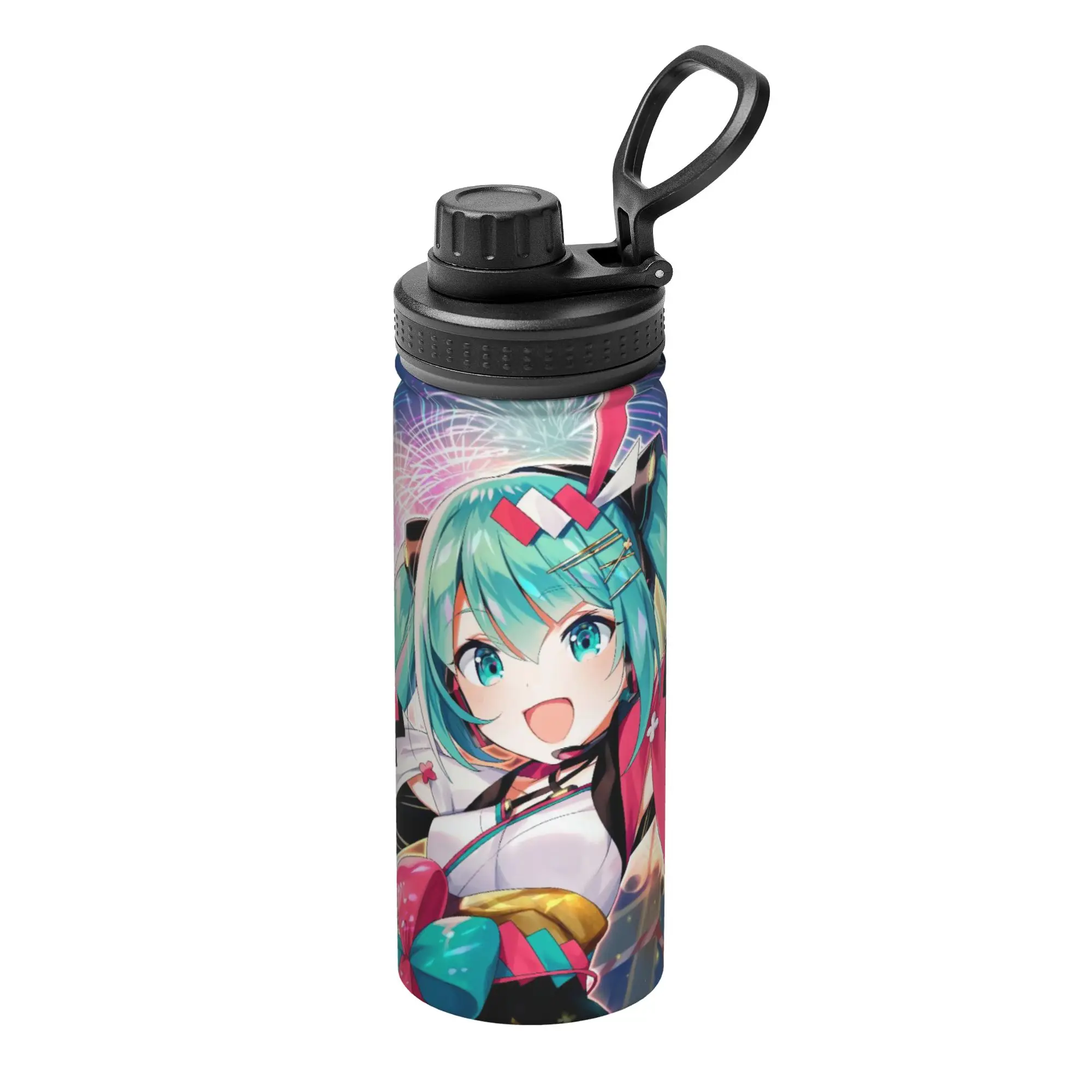 Anime Hatsunes Mikus 18OZ Sports Insulated Kettle  Thermal Cup Stainless Steel School Mug Spill Proof