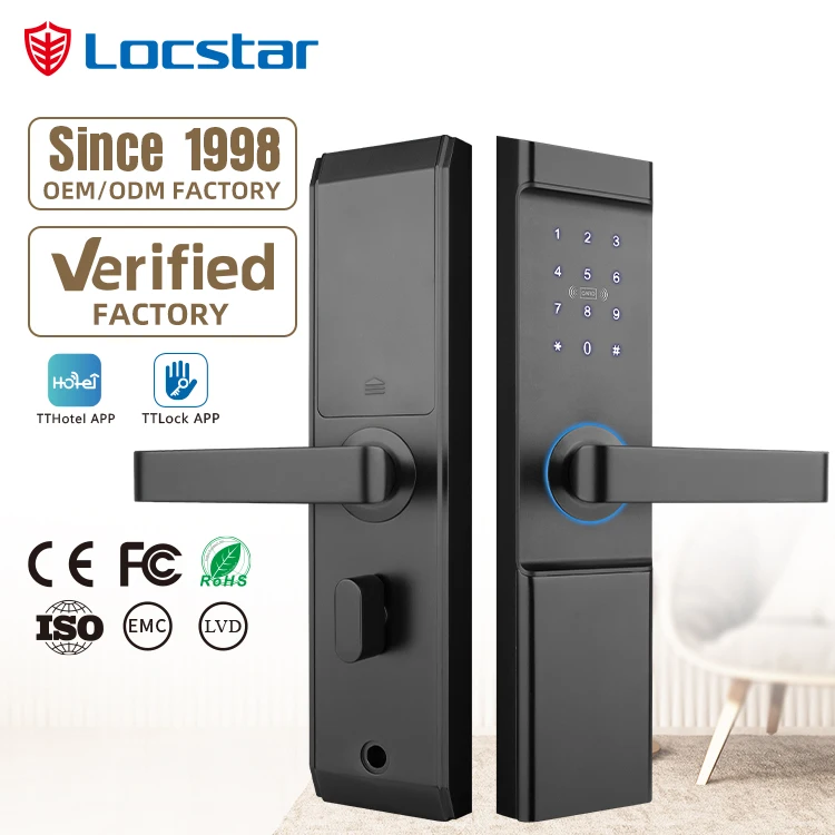

Locstar Security Wireless Electronic Digital Door Mortise RFID Card Code Touch Keypad Blue Tooth TTlock Hotel Smart Lock